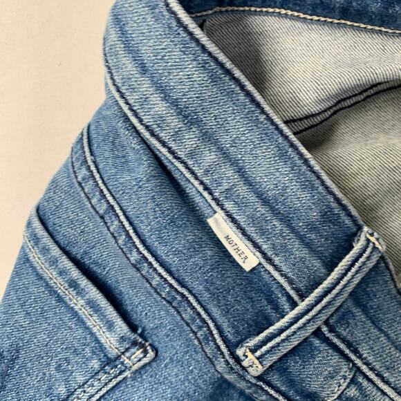 Mother Women Jeans 24 Blue Denim The Stunner Two Step Fray Runaway Train 27" - Picture 10 of 11